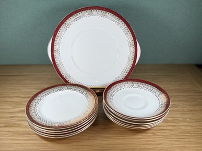 ROYAL GRAFTON MAJESTIC ROT Vintage 50er Jahre Geschirr 12 Teile Top Zustand