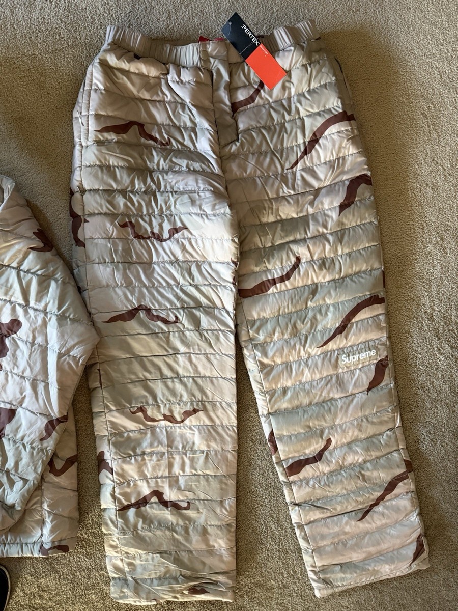 Supreme Micro Down Half Zip Hooded Pullover XL and Pant L Desert