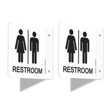 Restroom Sign, Bathroom Signs, 2 Pack 6 x 6 Inches Unisex Acrylic Sign, for...