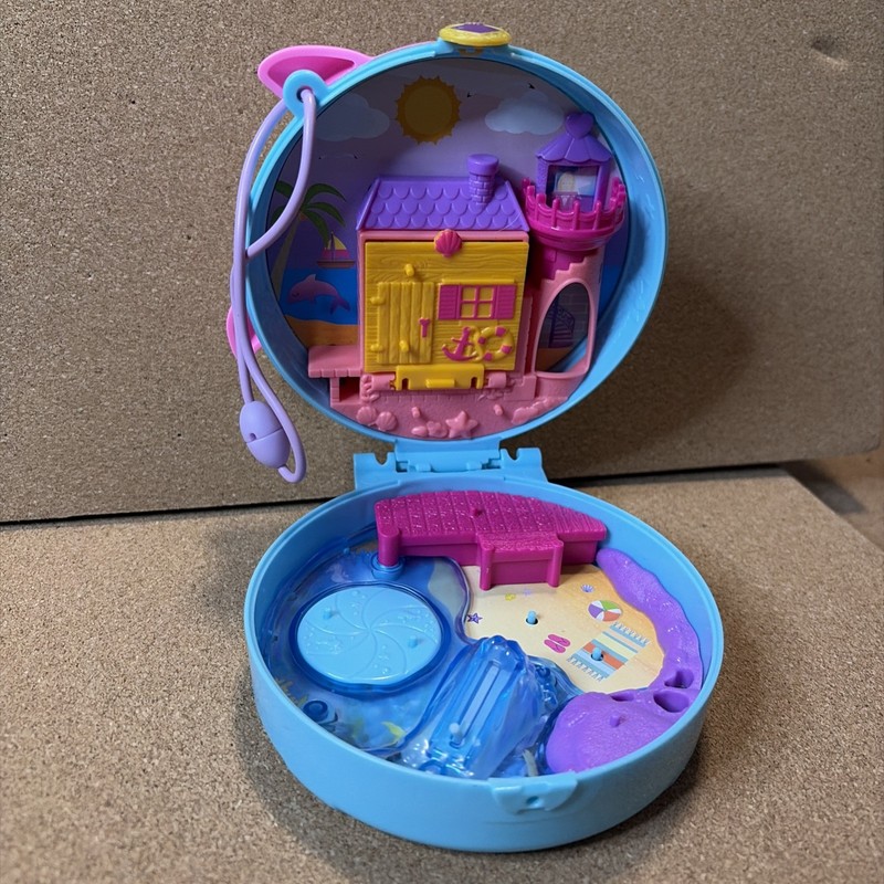 Mattel Polly Pocket Dolphin Beach Blue Compact Ocean Theme 2020 NO Figures