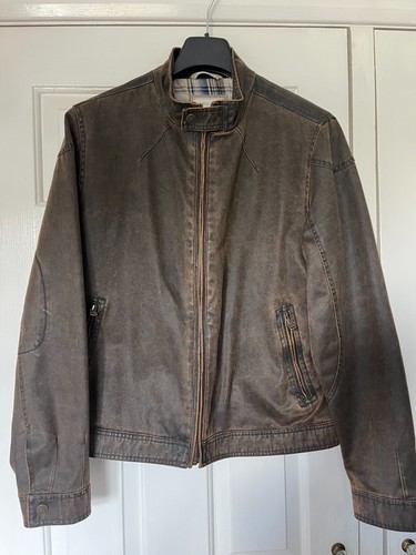 Marks and Spencer North Coast large bomber style distressed faux leather jacket eBay