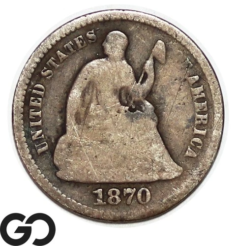 1870 Seated Liberty Half Dime
