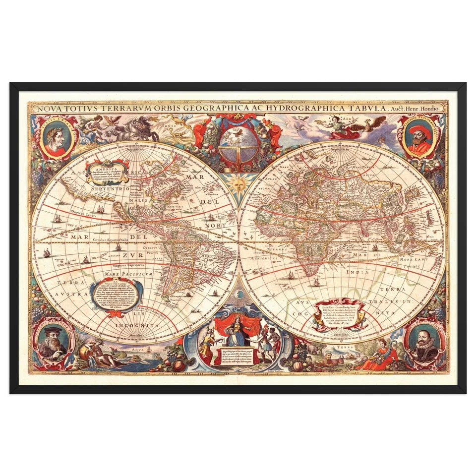 Antique World Map Print, Vintage Wall Art, Old Maps, Old Map - Image 4 of 4