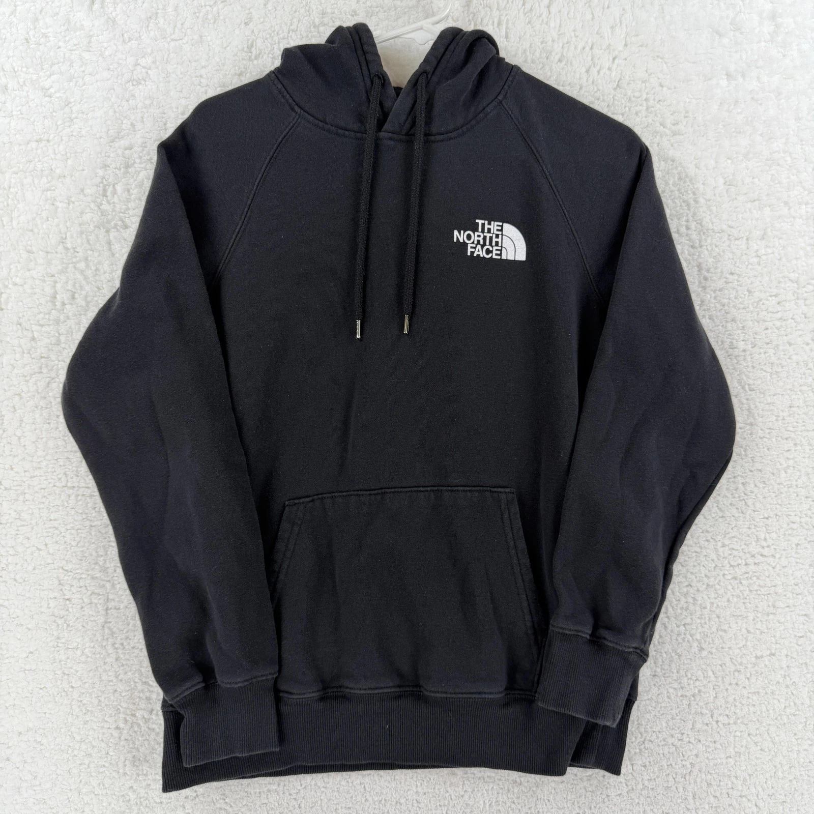The North Face Hoodie Womens Small Black Pullover Sweatshirt Fleece Back Graphic