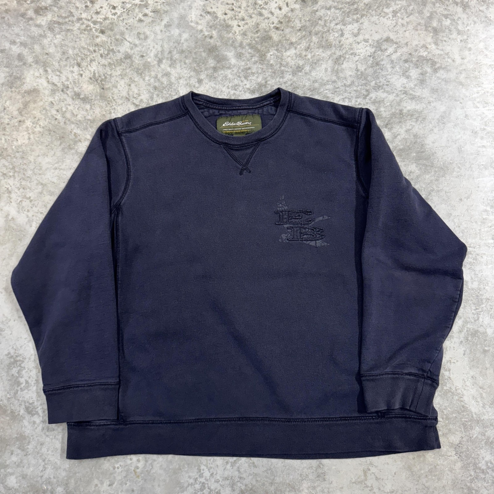 Eddie Bauer Sweatshirt Mens XL Navy Crewneck Embroidered EB Logo Pullover