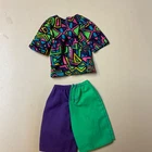 Mattel Vintage 1989 Ken My First Fashions Purple Green Shorts & Top