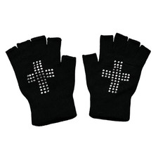 Punk Fingerless Gloves With Foliage Knit Design Breathable Acrylic Fabric Wear