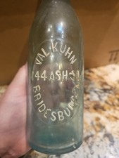 VAL KUHN 144 ASH ST. BLOB TOP BOTTLE From Bridesburg PA Antique Bottle