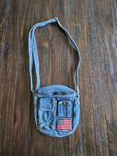 Vintage Denim Jean Crossbody Purse Bag Retro American Flag Patriotic 4th Of July