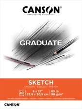 Canson Graduate Series Sketch Pad 9"X12"-40 Sheets - 1250P033