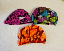 Fabric Swimming Caps Lot of 3 Nylon Lycra One Speedo Two Unbranded Multicolor