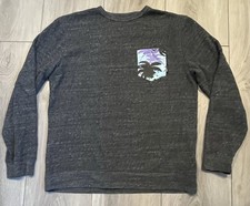 Vans Crewneck Sweatshirt Gray Men s Large Hawaiian Print Pocket Logo Pullover