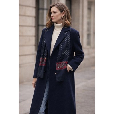 Vintage Forecaster of Boston 100% Wool Coat Womens Navy Long Coat USA ILGWU