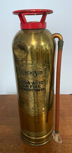 Vintage General Quick Aid Soda Acid Fire Extinguisher Brass 23” Decor