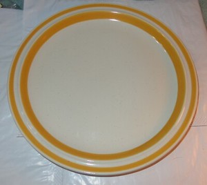 1 Vintage Tan Yellow Gold Striped Charmcraft Stoneware Simplicity Japan Plate
