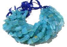 Blue Chalcedony Nugget Tumble Faceted 7-10mm Gemstone Beads 8"Inch 1 Stand