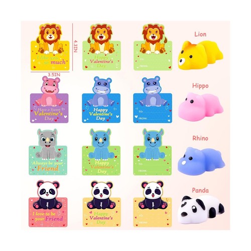Valentines Day Gifts for Kids, 28 Pack Mochi Squishy Toys with Valentines Day... - Picture 4 of 6