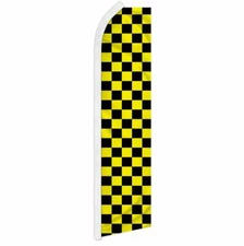 "BLACK & YELLOW CHECK" advertising super flag swooper banner business checkered