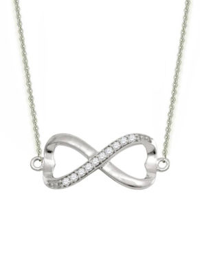 925 Sterling Silver Diamond Infinity Necklace Spring Ring Clasp .10ct ...
