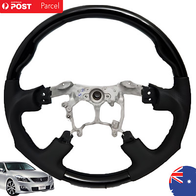 Black Leather Modellista Steering Wheel 08-12 Toyota Crown Athlete GRS GWS204