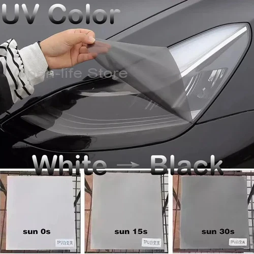 Pellicola Tinta Faro Fotocromatica TPU PPF Cambio Colore UV Intelligente per Lampada Auto - Foto 16 di 17