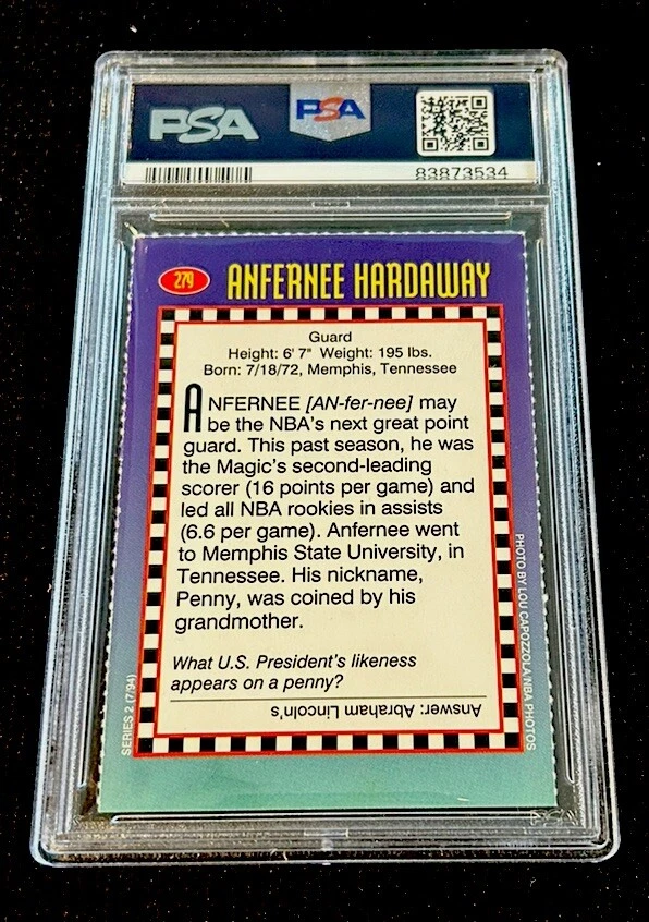 Anfernee Hardaway ROOKIE Penny Sports Illustrated For Kids Orlando Magic PSA 5 - Image 2 of 2