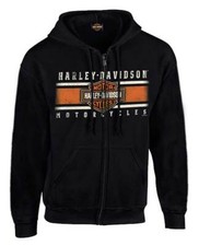 Harley-Davidson Men's Custom Iconic B S Fleece Full-Zip Hoodie - Solid Black