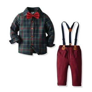 red tartan baby boy outfit