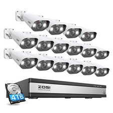 ZOSI 4K HD 16CH NVR 5MP POE Home Security Camera System 4TB Outdoor AI Detection