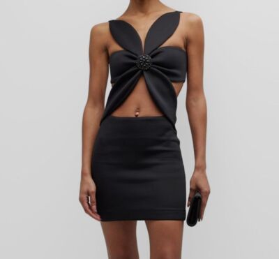 $480 Rotate Women's Black Flower Cut-out Sleeveless Bodycon Mini Dress Size  12 | eBay