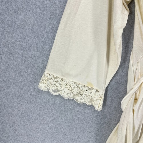 VTG Victorias Secret Robe Nightgown Womens M Beige Lace Cotton Peignoir Set READ - Picture 14 of 23