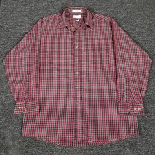 Van Heusen Shirt Mens 16 32/33 Red Check Button Up Long Sleeve Broadcloth