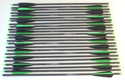 HOBO ARCHERY PRODUCTS 22" Super Fast Crossbow Bolts 100% Carbon Black/Green Hobo Archery Qty 12