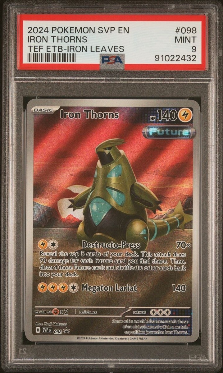 2024 Black Star Promo Temporal Forces ETB # 098 Iron Thorns PSA 9