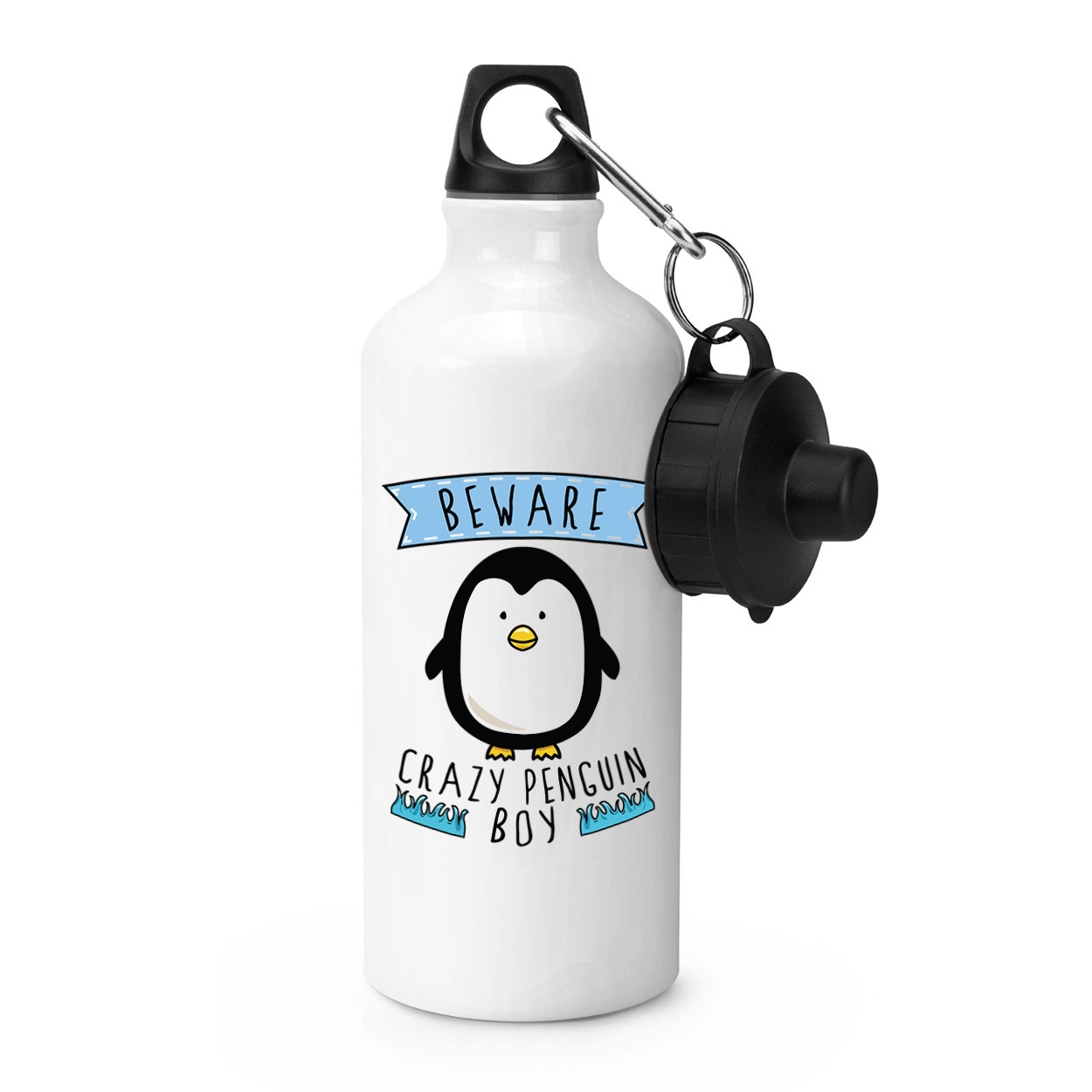 Beware Crazy Penguin Boy Sports Drinks Bottle Camping Flask - Funny Animal