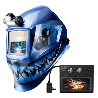TRQWH Welding Hood with Light & Solar Auto Darkening Lens Adjustable 4/9-13
