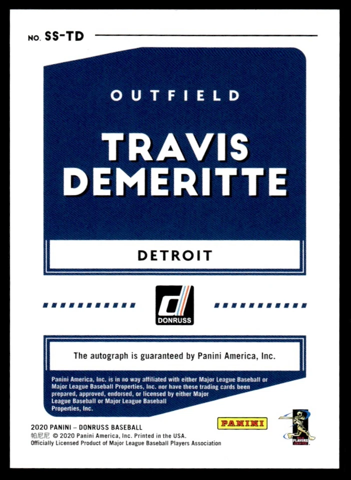 2020 Donruss Signature Series Travis Demeritte Auto Detroit Tigers #SS-TD R38 - Image 2 of 2