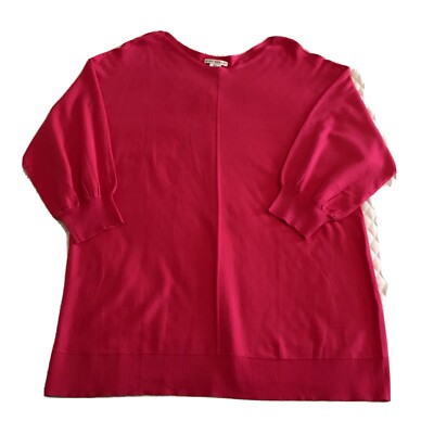Max Studio Sweater Women s Plus 1X Pink Top 3/4 Sleeve Lightweight Shirt NWT