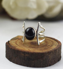 Natural Black Onyx Gemstone Ring Handmade Jewelry Ring 925 Sterling Silver Ring