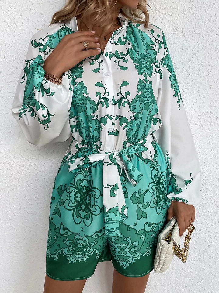 Mono Completo Mono Manga Corta Blanco Verde Pantalones Mameluco 33458 - Imagen 2 de 3