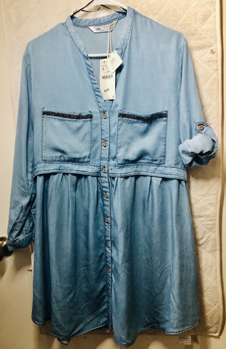 zara beaded shirt dress THE BEADED TRIM DRESS BLACK main image 0
