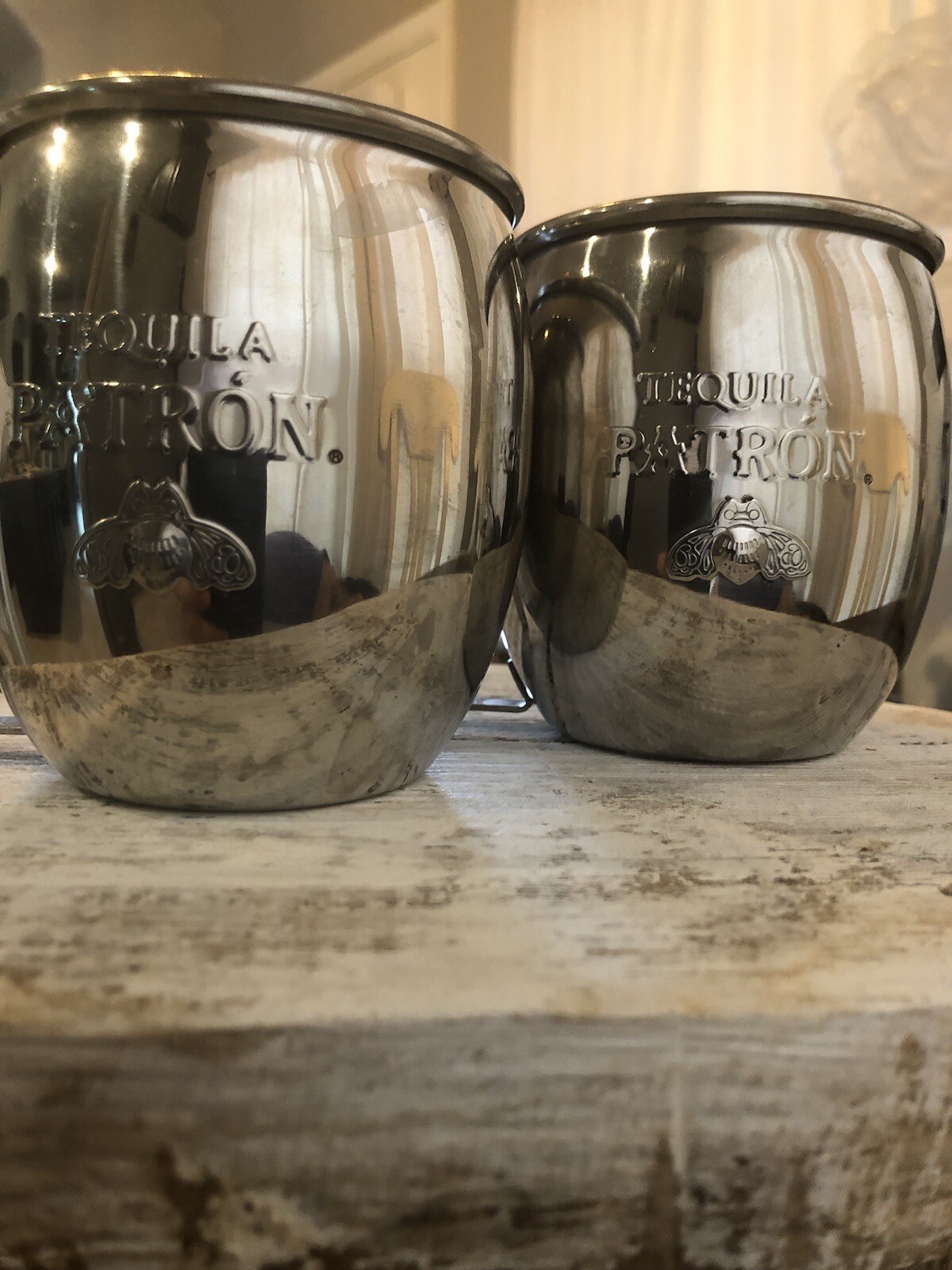 Tequila Patron Moscow Mule Cups Stainless Steel Bee Logo Mugs eBay