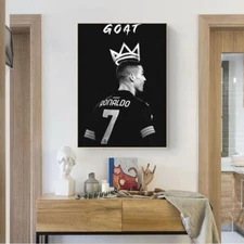 GOAT Cristiano Ronaldo art poster canvas wall art home decor
