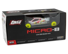 Losi V2 LOS00007T2 White Micro-B 1/24 RTR 2WD Buggy Radio, Battery Charger