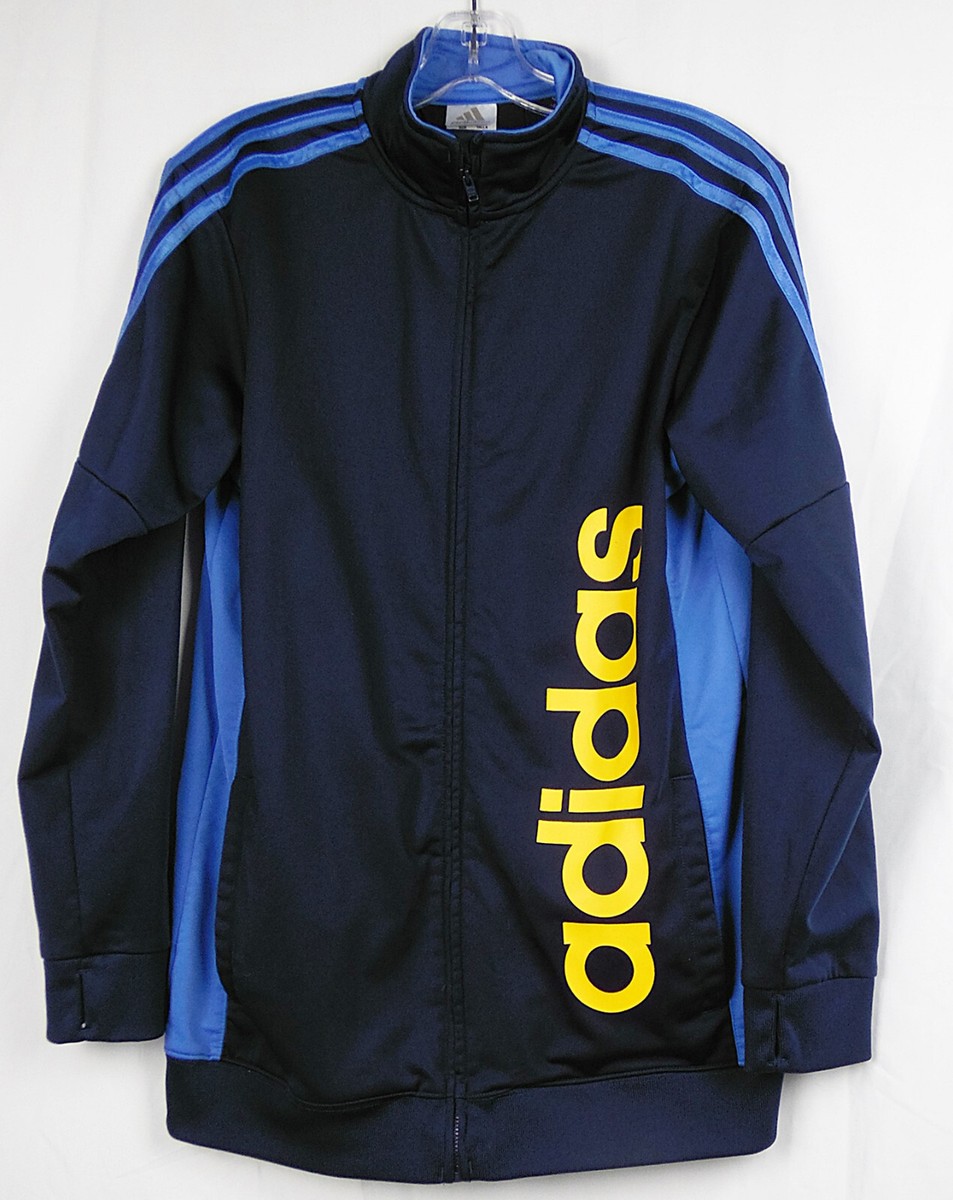 ジッパー Adidas Navy Blue Polyester Knit Sport Track Jacket Boy's Youth XL
