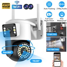 Dual Lens HD 4K WiFi IP Camera Wireless Outdoor CCTV PTZ Home Security IR Cam