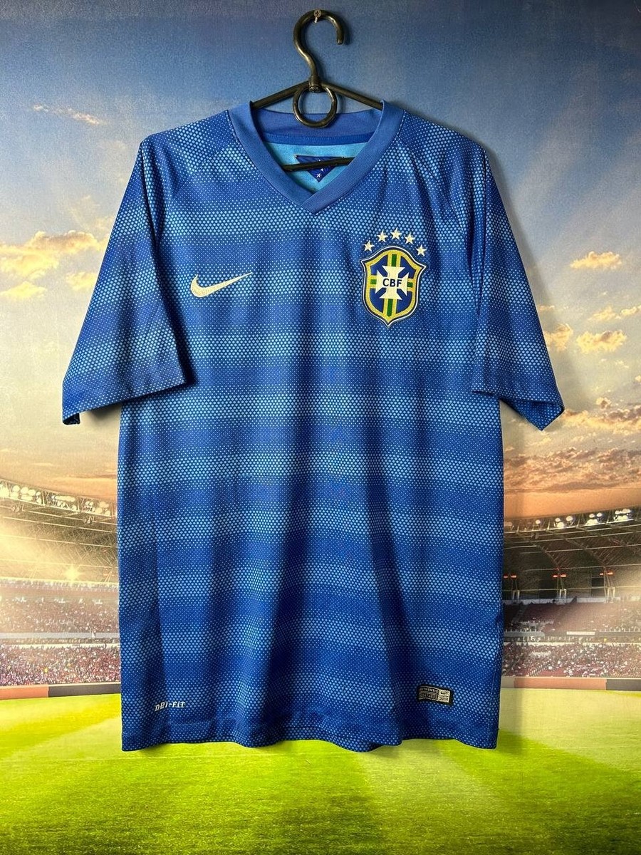 NIKEナイキ2014-2015サッカーブラジル代表アウェイユニフォームシャツ青 Brazil Team Jersey Away football shirt 2014 - 2015 Blue Nike Men