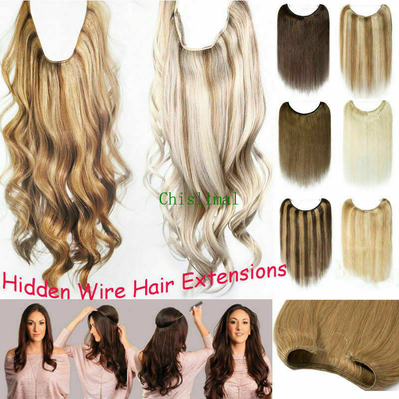 16-30 inches Halo Straight Remy Human Hair Hidden Invisible Wire Hair  Extensions | eBay