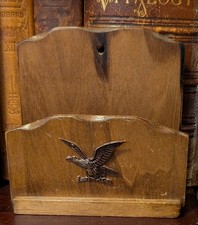 MCM 1960s Americana. Brass Eagle, Cabin, Western Letter Holder with By Giftwood