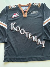 Vintage Reebok RBK WHL Kootenay Ice Hockey Jersey 04-09 Alternate Black Gold MED